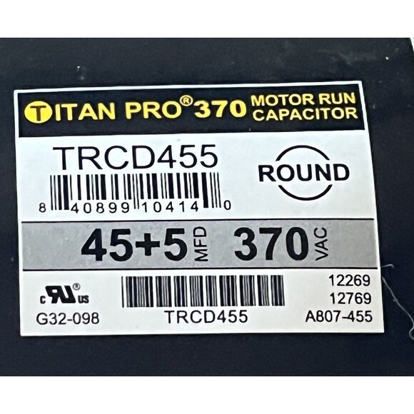 Titan Pro TRCD455 HVAC Round Dual Run Capacitor. 45+5 370 VAC A/C PACKARD - Picture 2 of 8